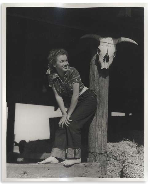 Original 8 x 10 Silver-Gelatin Satin-Finish Double-Weight Photograph of Marilyn Monroe Taken by Andre de Dienes with His Backstamp